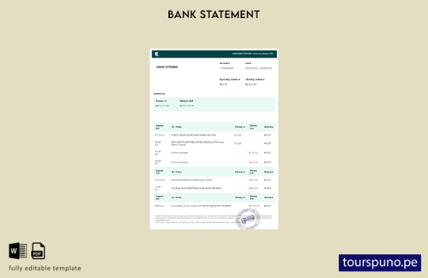listo para imprimir plantilla de Word   extracto bancario de Nigeria Raven